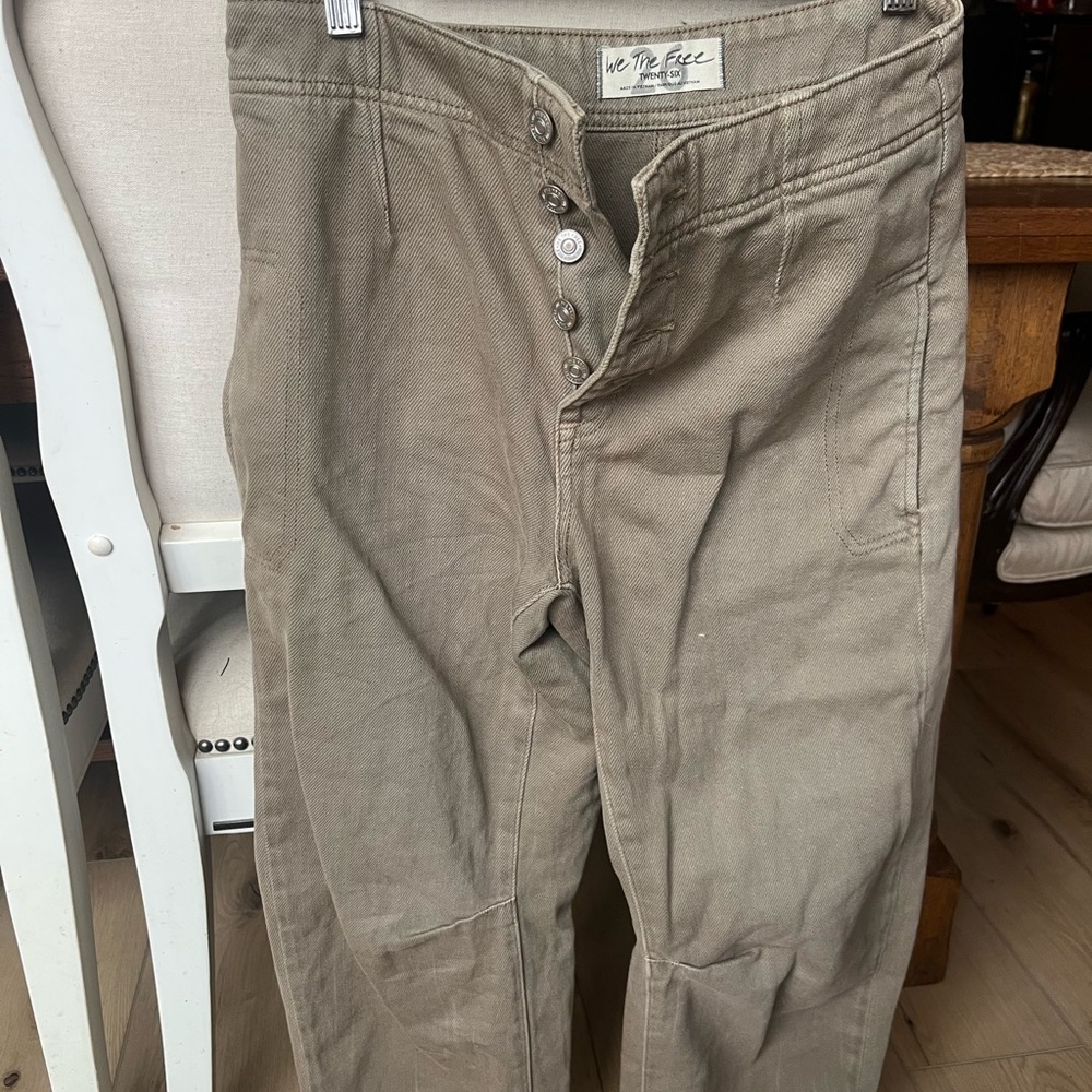 Free People Khaki Barrel Jeans